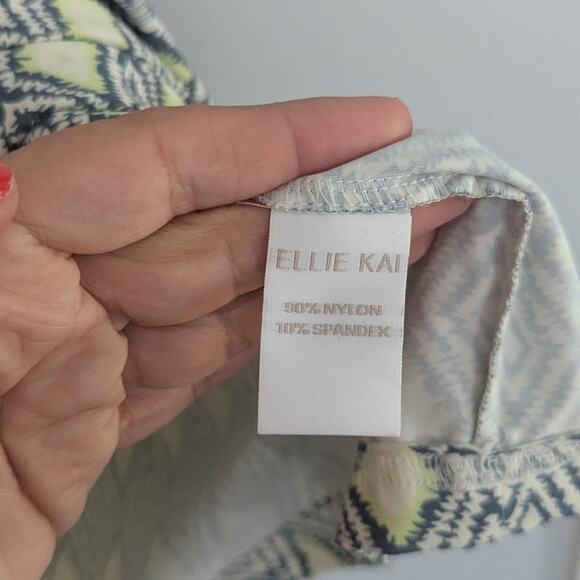 Women's Ellie Kai 18 Stretchy Comfy Aline Skirt Yellow Blue White - Picture 2 of 4